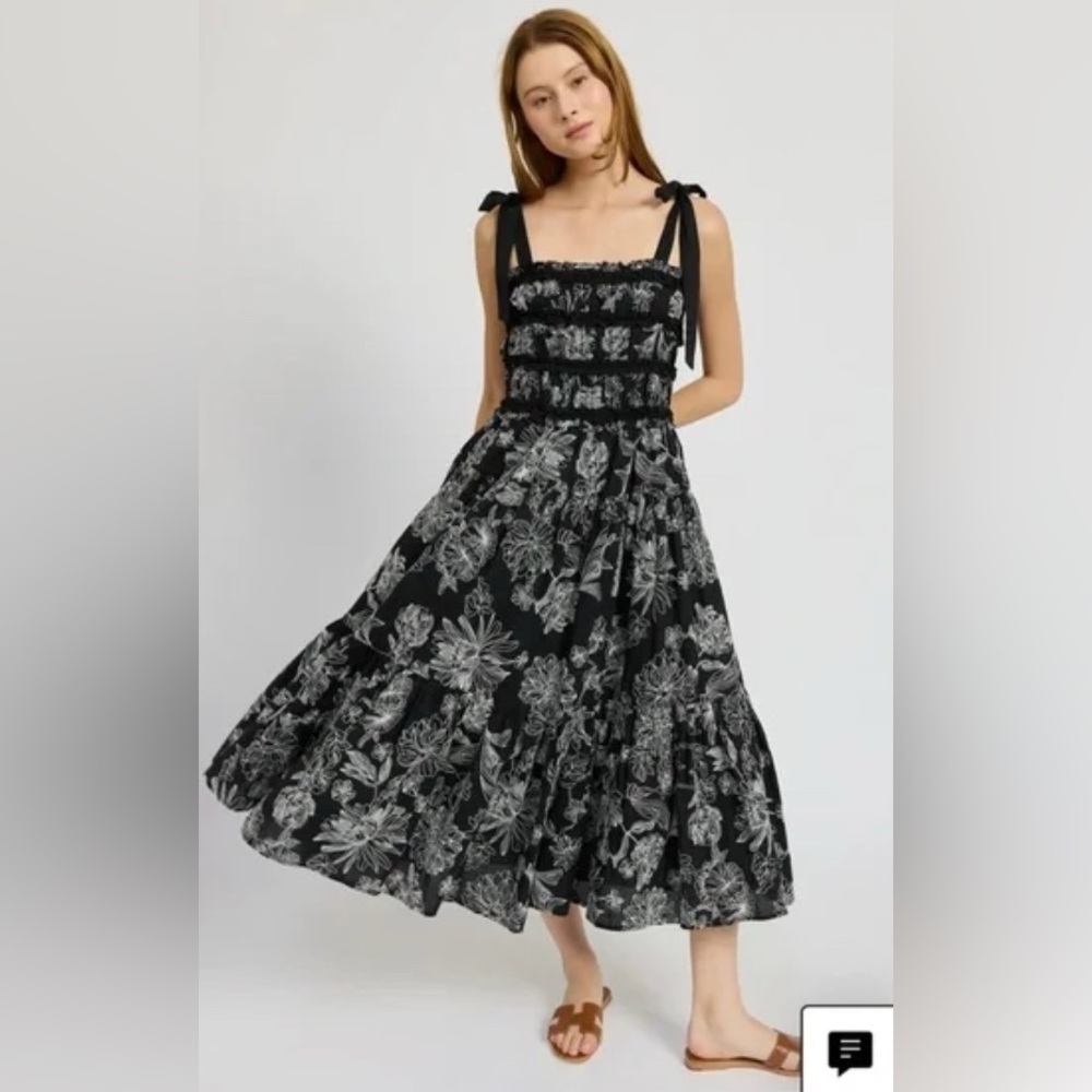NWT En Saison Black and White Floral Midi Dress